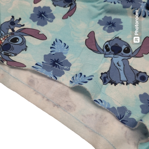* Disney Large lilo & stich  Womens sleep shorts raw hemline blue - Picture 4 of 6